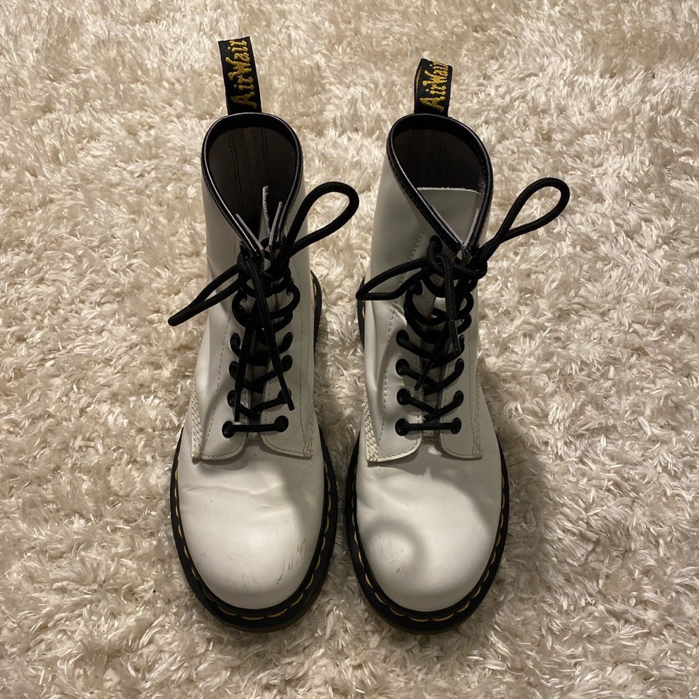 Doc martens white 1460 smooth leather lace up boots